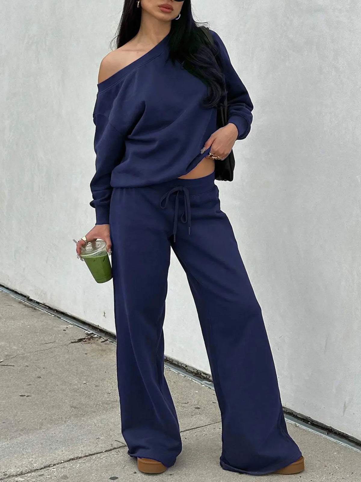 Women‘S off the Shoulder Long Sleeve Jumper & Pants, 2 Piece Set Casual Fashion Set Fall Basic Sweatsuit Outfits, Jumper Suit, Womenswear, Sweatshirt, Clothes, Lady