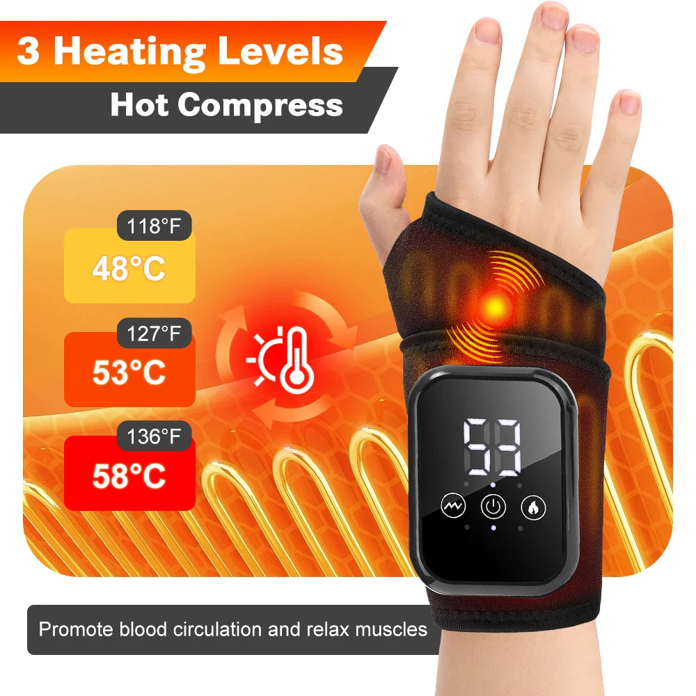 Electric Wrist Protector Hand Wrist Massager Hot Compress Vibration Wrist Support Guard Band Brace Muscle Relaxation Wristband