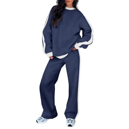 Aleumdr Women'S 2-Piece Fleece Sweatsuit Matching Set - Crewneck Sweatshirt, Straight Leg Sweatpants, Sweatset Style, Soft Fleece Feels Gentle on Skin, Loose Cut Lets You Stretch Freely, Great for Yoga, Walks, Lounging, 2 Piece Pants Set Women, Great For,