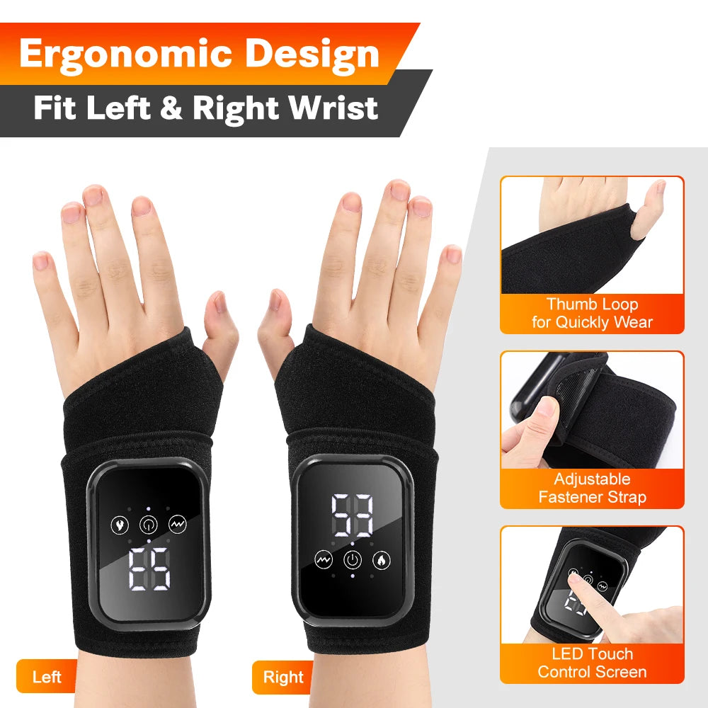 Electric Wrist Protector Hand Wrist Massager Hot Compress Vibration Wrist Support Guard Band Brace Muscle Relaxation Wristband