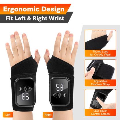 Electric Wrist Protector Hand Wrist Massager Hot Compress Vibration Wrist Support Guard Band Brace Muscle Relaxation Wristband