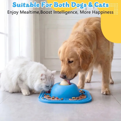 Resin Slow Feeder Dog Bowls Thick Liquid Treat Interactive Rolling Ball Dog Slow Eat Bowl Anti-Slip Puppy Licking Toy