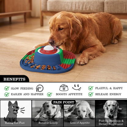 Silicone Slow Feeder Dog Bowl Anti-Choking Pet Eating Dish Food-Grade Non-Slip Puppy Slow Food Feeder Plate for Medium Large Dog