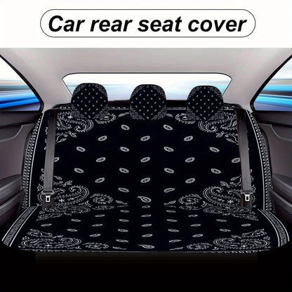 Black Paisley Bandana Themed Car Seat Cover Set for Most Cars, Trendy Novelty Car Seat Protector Covers Full Set, Universal Car