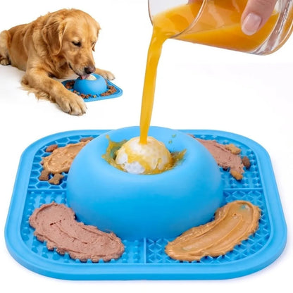 Resin Slow Feeder Dog Bowls Thick Liquid Treat Interactive Rolling Ball Dog Slow Eat Bowl Anti-Slip Puppy Licking Toy